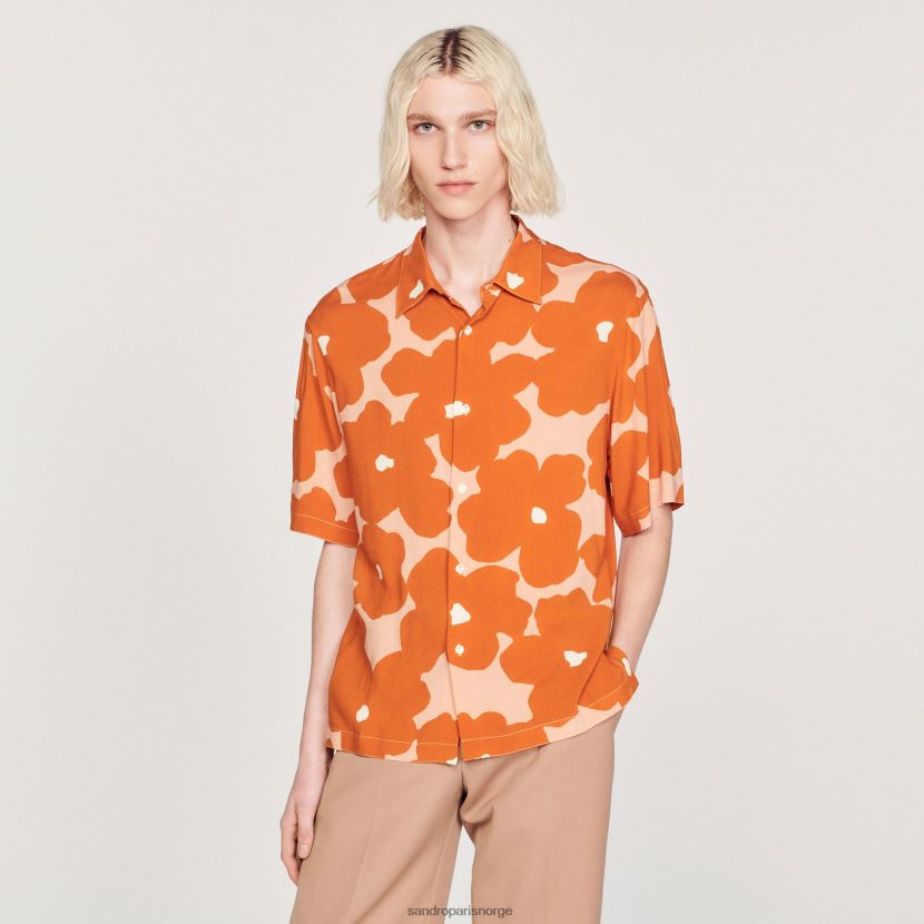 menn Sandro Paris oransje skjorte med blomstertrykk klær 6FN4LH792