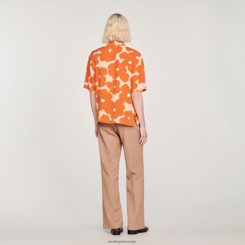 menn Sandro Paris oransje skjorte med blomstertrykk klær 6FN4LH792