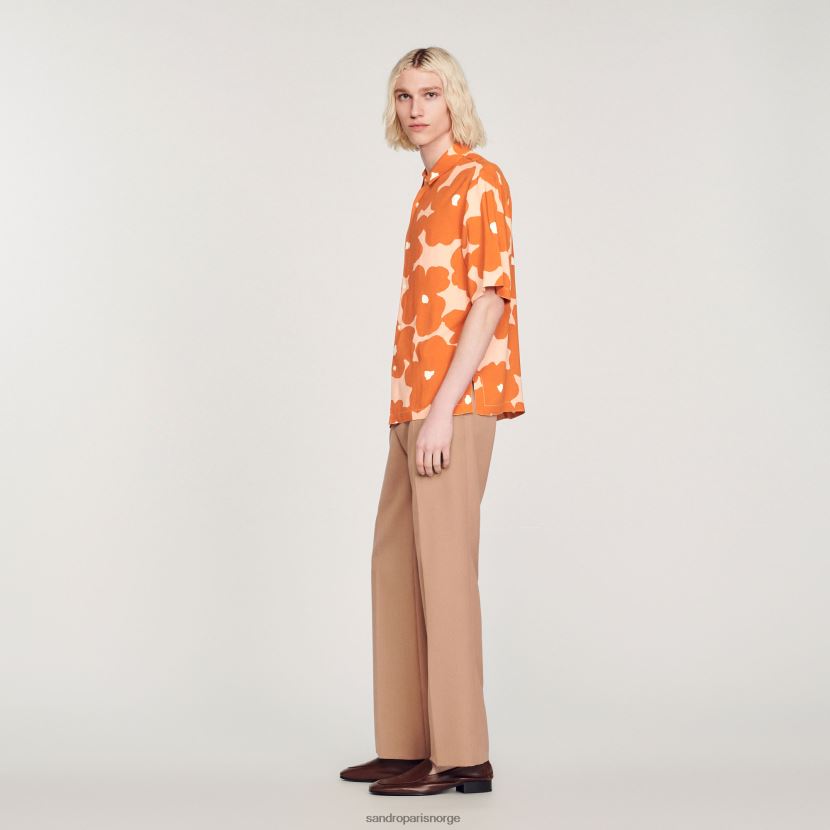 menn Sandro Paris oransje skjorte med blomstertrykk klær 6FN4LH792