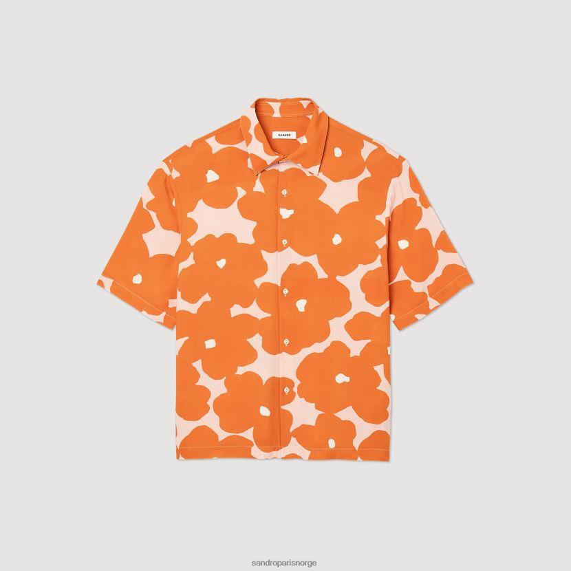 menn Sandro Paris oransje skjorte med blomstertrykk klær 6FN4LH792