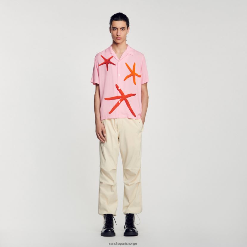 menn Sandro Paris rosa skjorte med sjøstjernetrykk klær 6FN4LH679