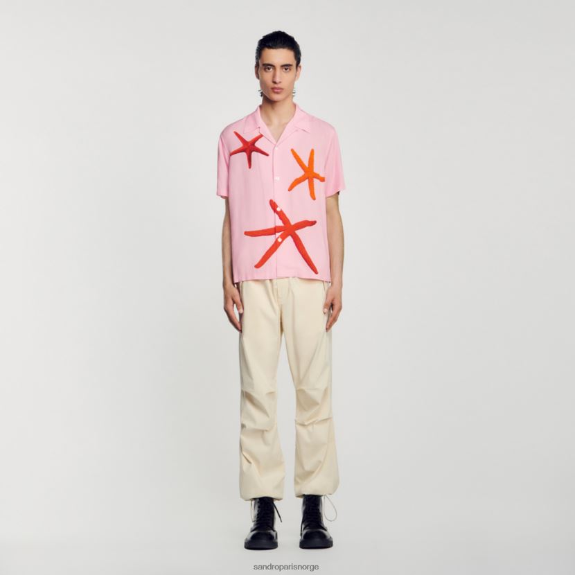 menn Sandro Paris rosa skjorte med sjøstjernetrykk klær 6FN4LH679