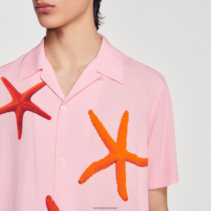 menn Sandro Paris rosa skjorte med sjøstjernetrykk klær 6FN4LH679