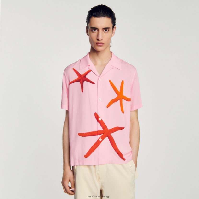 menn Sandro Paris rosa skjorte med sjøstjernetrykk klær 6FN4LH679