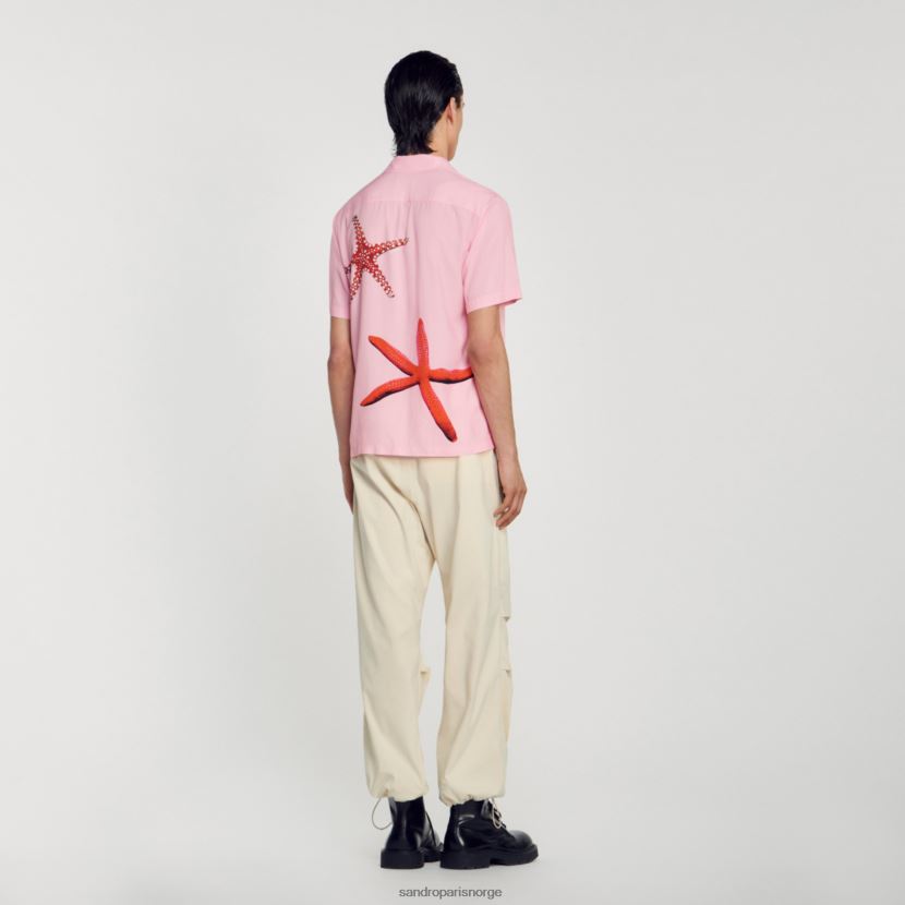 menn Sandro Paris rosa skjorte med sjøstjernetrykk klær 6FN4LH679