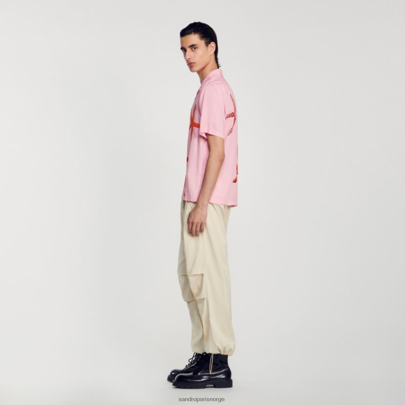 menn Sandro Paris rosa skjorte med sjøstjernetrykk klær 6FN4LH679