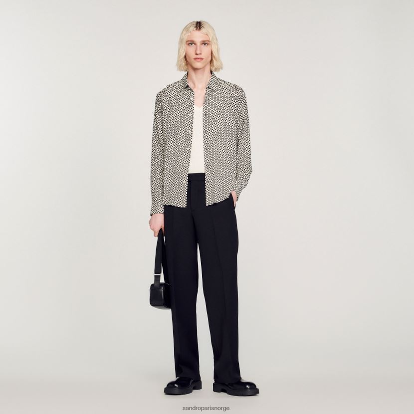 menn Sandro Paris svart flytende skjorte med trykk klær 6FN4LH724