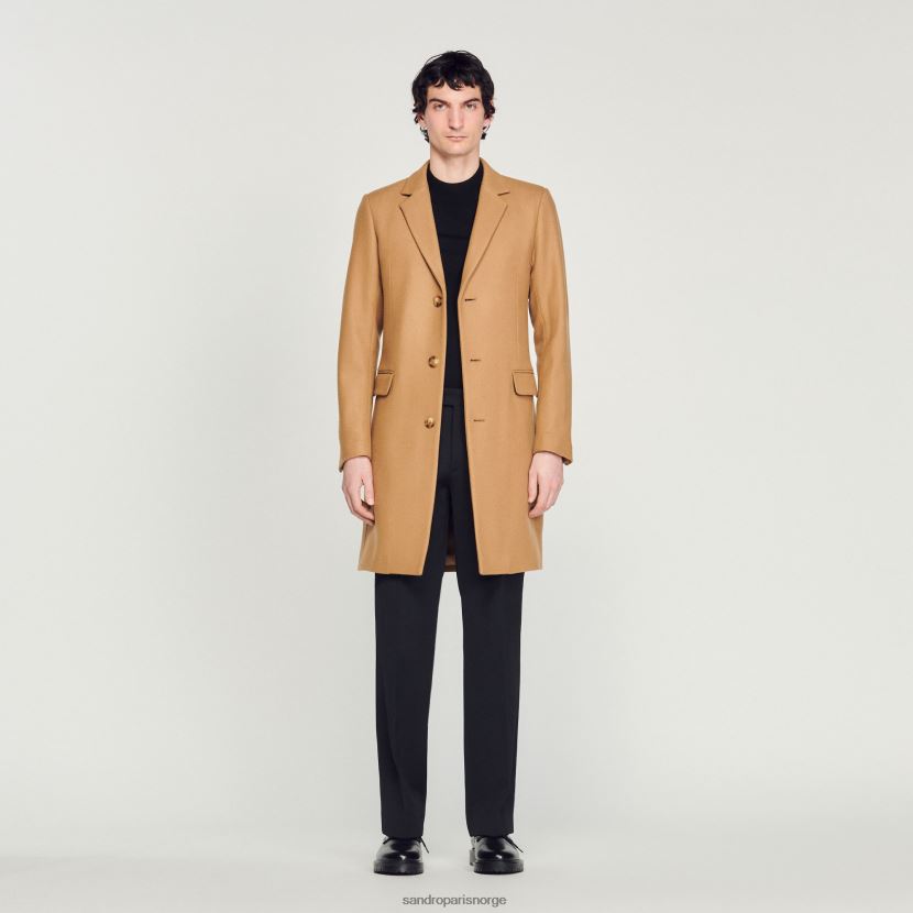 menn Sandro Paris beige ullfrakk klær 6FN4LH607