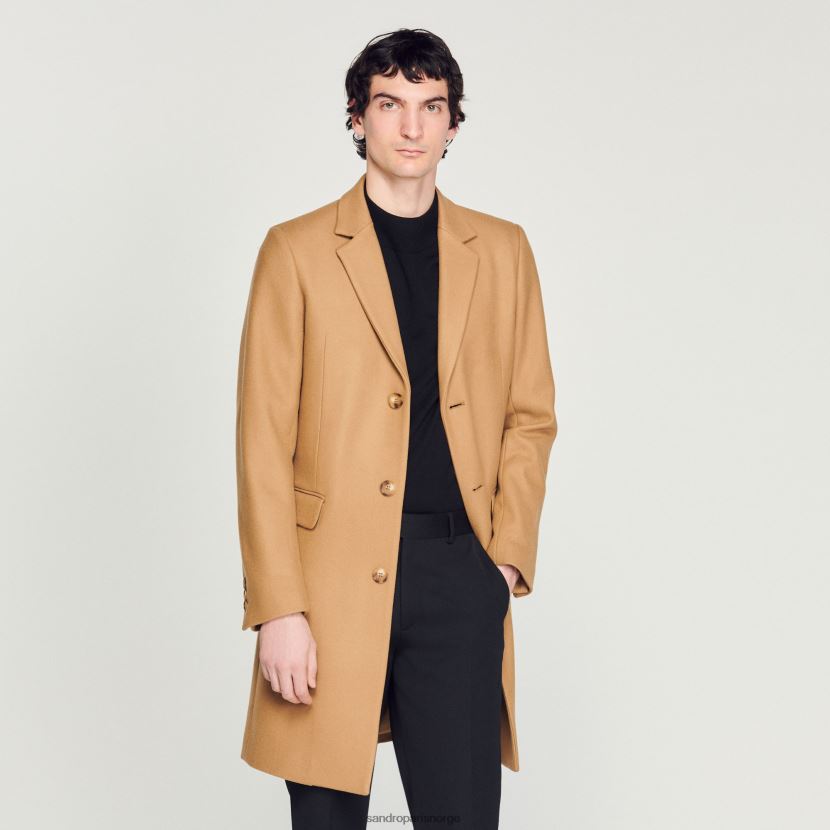 menn Sandro Paris beige ullfrakk klær 6FN4LH607