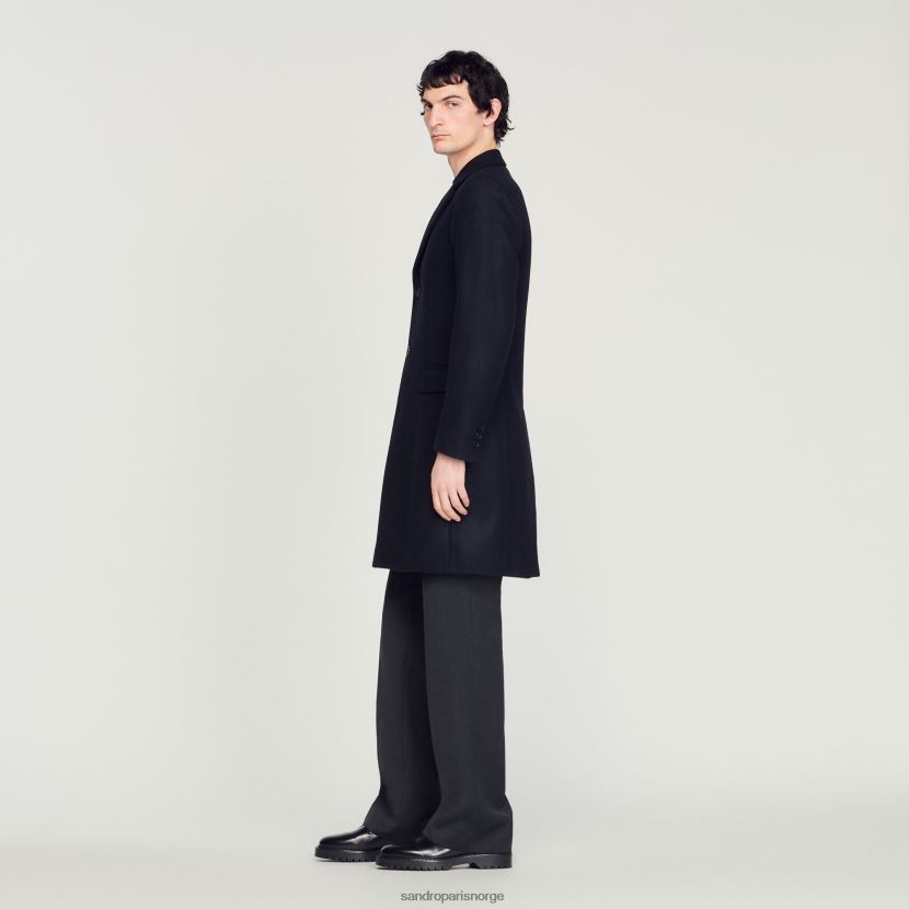 menn Sandro Paris marineblå ullfrakk klær 6FN4LH606