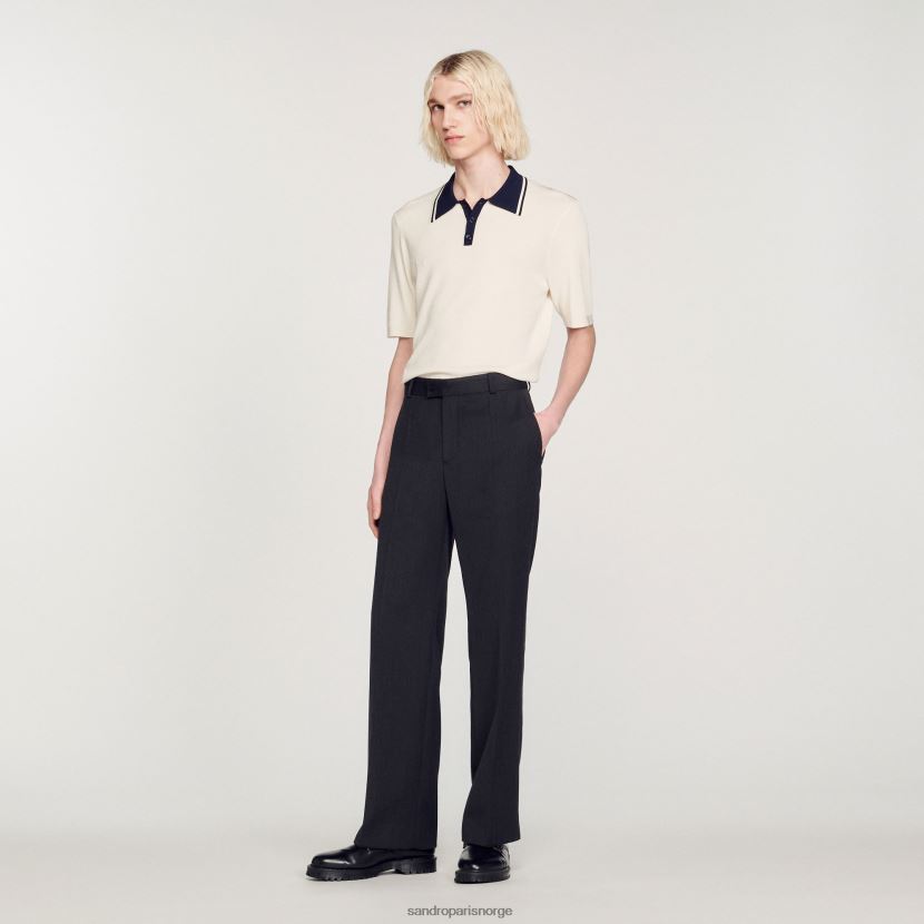 menn Sandro Paris ecru poloskjorte med kontrastkrage klær 6FN4LH702