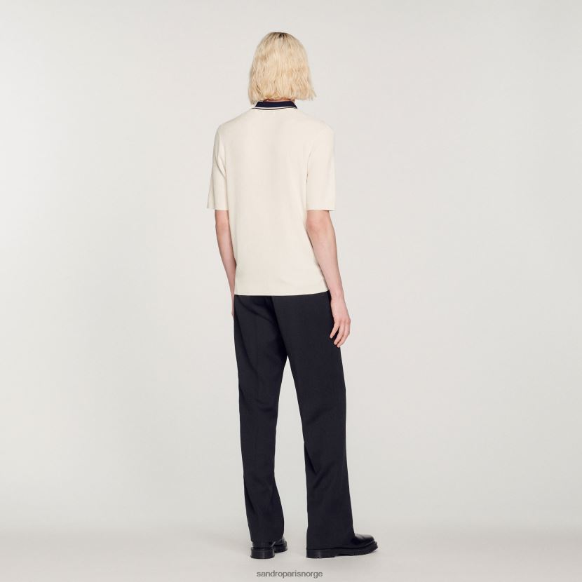menn Sandro Paris ecru poloskjorte med kontrastkrage klær 6FN4LH702