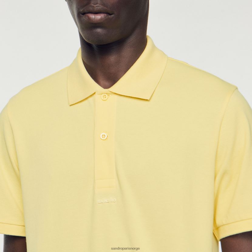 menn Sandro Paris gul poloskjorte med gummilogo klær 6FN4LH733