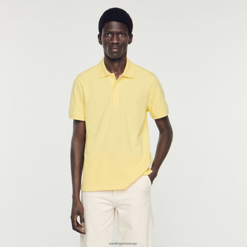 menn Sandro Paris gul poloskjorte med gummilogo klær 6FN4LH733