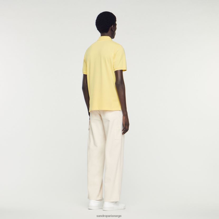 menn Sandro Paris gul poloskjorte med gummilogo klær 6FN4LH733