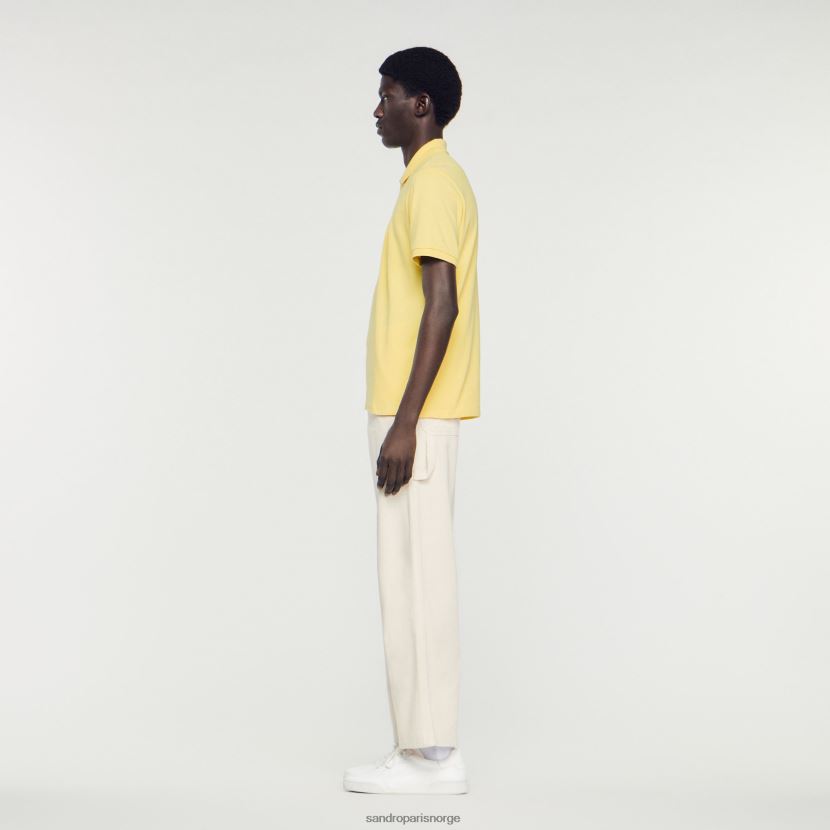 menn Sandro Paris gul poloskjorte med gummilogo klær 6FN4LH733
