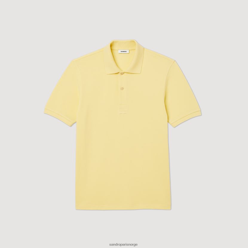 menn Sandro Paris gul poloskjorte med gummilogo klær 6FN4LH733