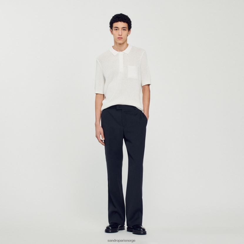 menn Sandro Paris hvit kortermet pologenser klær 6FN4LH763