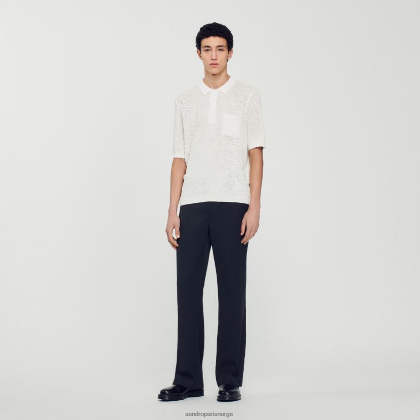 menn Sandro Paris hvit kortermet pologenser klær 6FN4LH763
