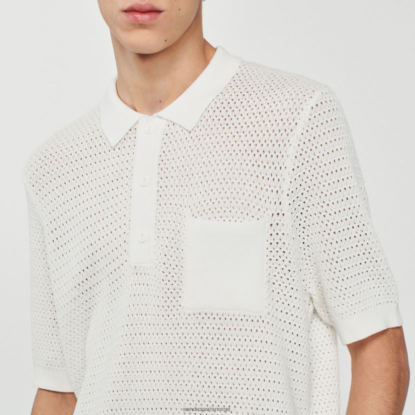 menn Sandro Paris hvit kortermet pologenser klær 6FN4LH763