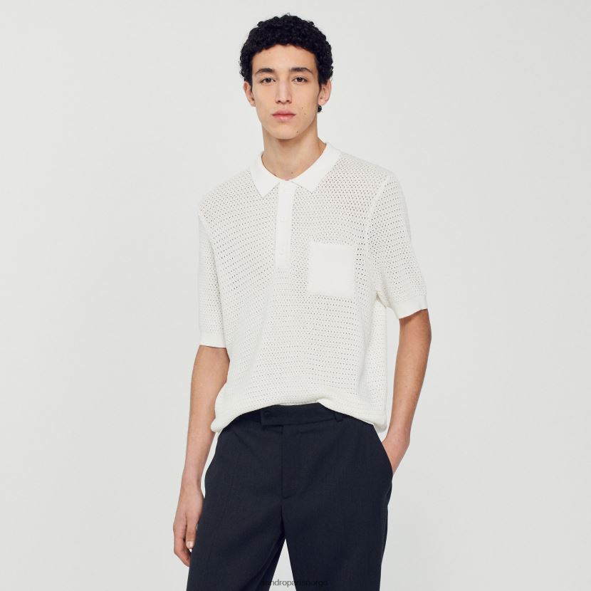 menn Sandro Paris hvit kortermet pologenser klær 6FN4LH763