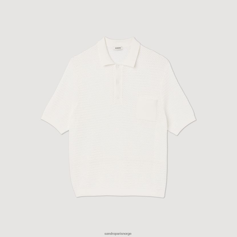 menn Sandro Paris hvit kortermet pologenser klær 6FN4LH763