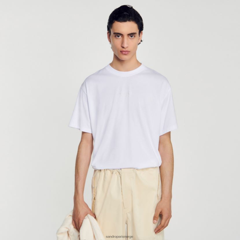 menn Sandro Paris hvit t-skjorte med gummilogo klær 6FN4LH806
