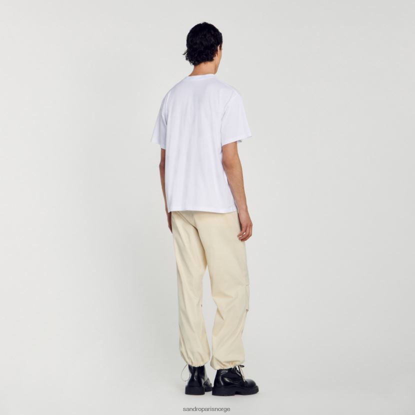 menn Sandro Paris hvit t-skjorte med gummilogo klær 6FN4LH806