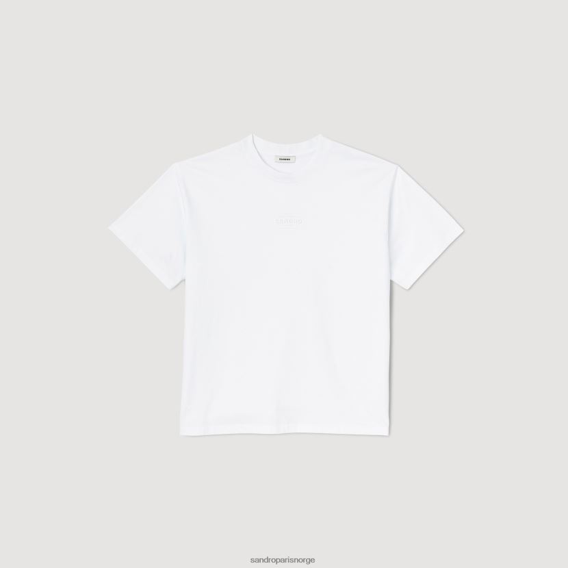menn Sandro Paris hvit t-skjorte med gummilogo klær 6FN4LH806