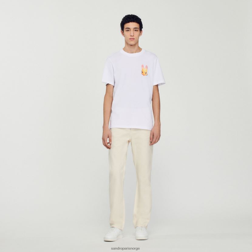 menn Sandro Paris hvit t-skjorte med kanintrykk klær 6FN4LH750