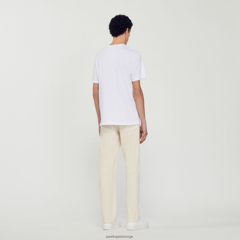 menn Sandro Paris hvit t-skjorte med kanintrykk klær 6FN4LH750