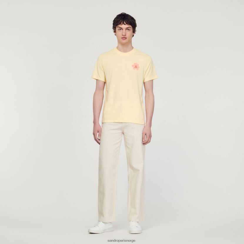 menn Sandro Paris krem t-skjorte med blomsterlapper klær 6FN4LH720