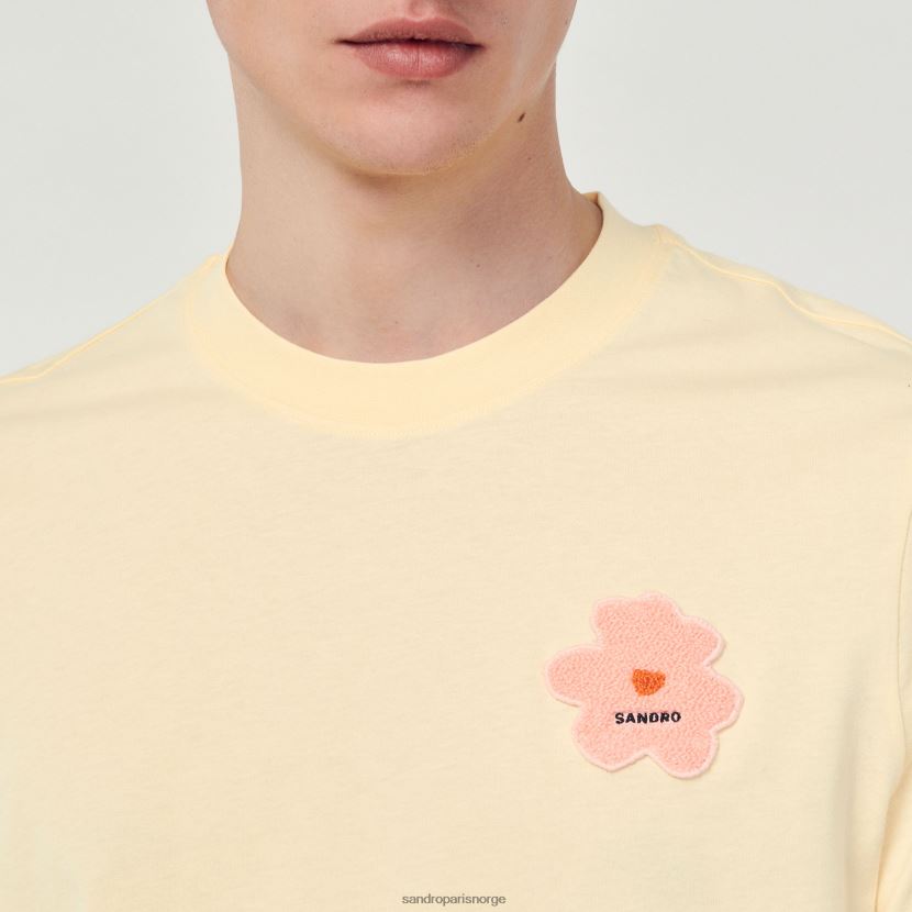 menn Sandro Paris krem t-skjorte med blomsterlapper klær 6FN4LH720