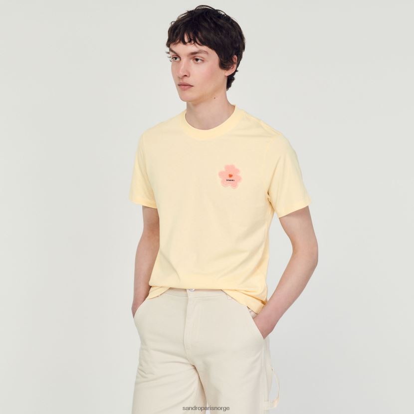 menn Sandro Paris krem t-skjorte med blomsterlapper klær 6FN4LH720