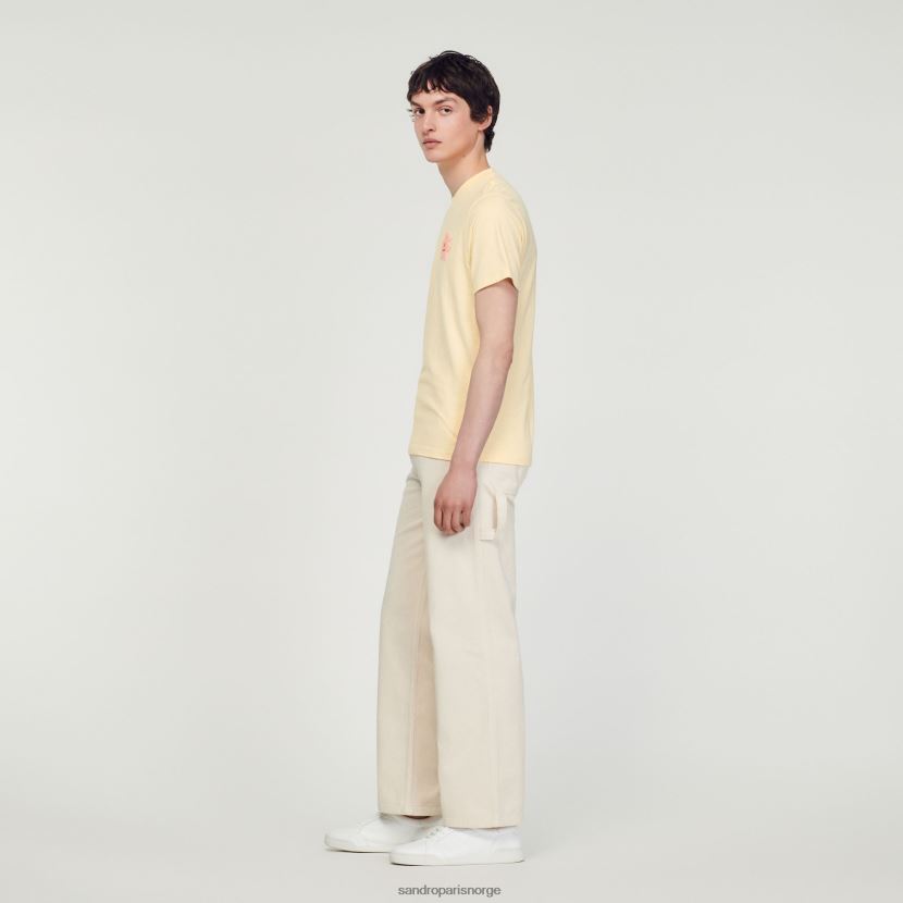 menn Sandro Paris krem t-skjorte med blomsterlapper klær 6FN4LH720