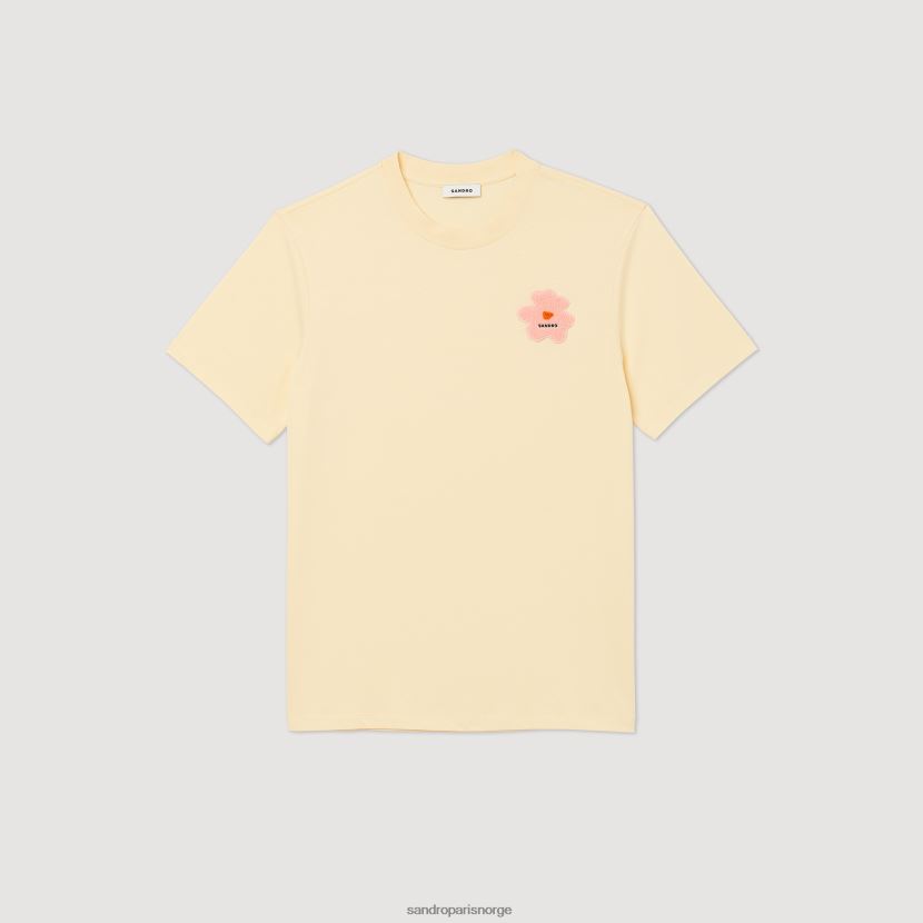 menn Sandro Paris krem t-skjorte med blomsterlapper klær 6FN4LH720