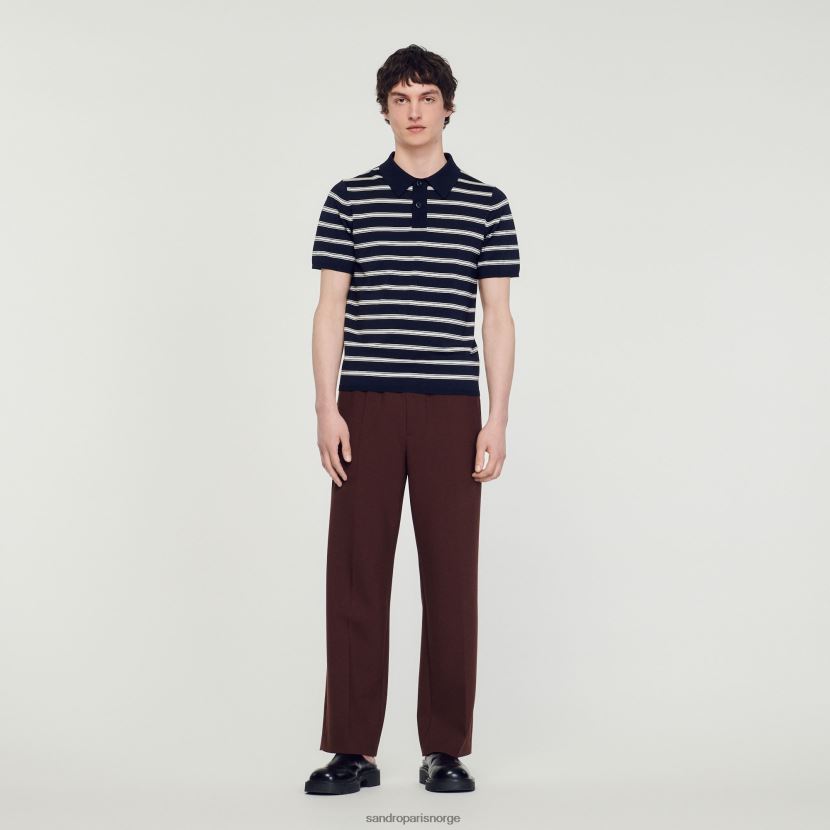menn Sandro Paris marine-stripe off white stripete poloskjorte klær 6FN4LH799