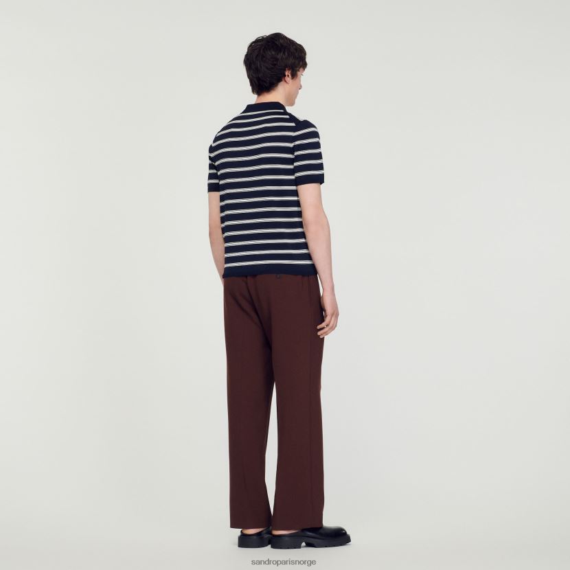 menn Sandro Paris marine-stripe off white stripete poloskjorte klær 6FN4LH799