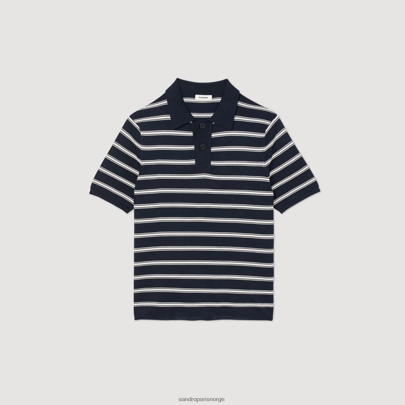 menn Sandro Paris marine-stripe off white stripete poloskjorte klær 6FN4LH799