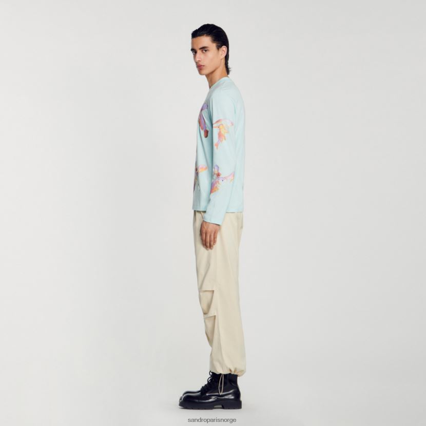 menn Sandro Paris mynteblå fiske t-skjorte klær 6FN4LH663