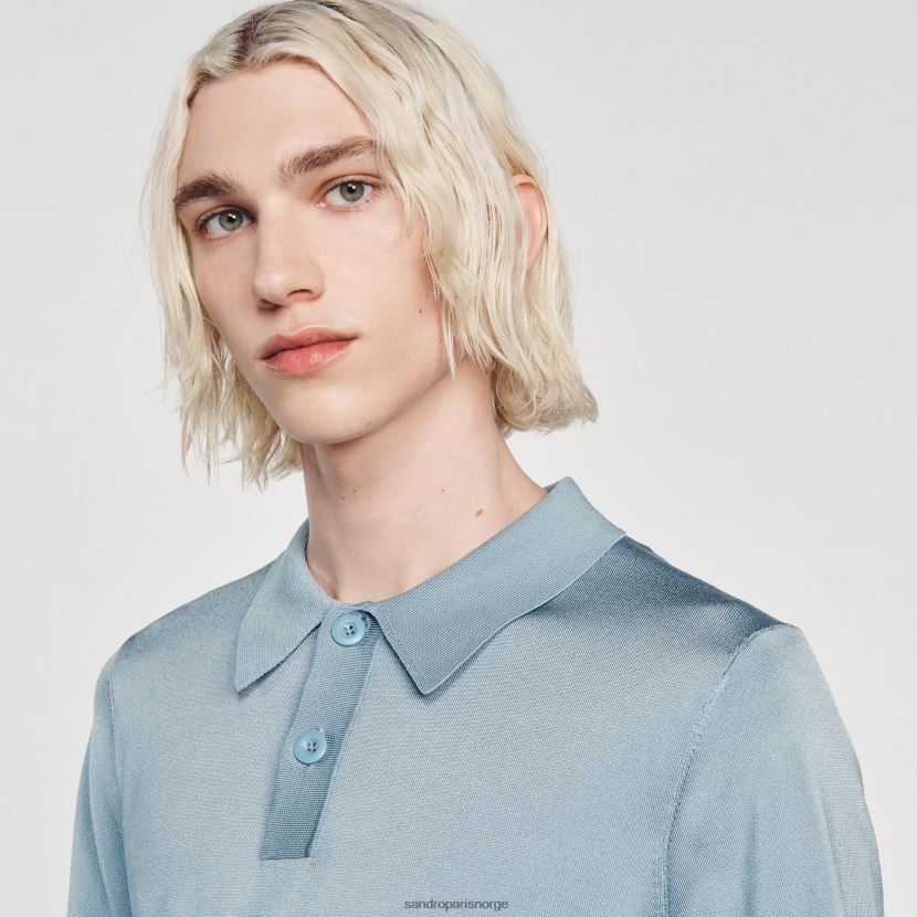 menn Sandro Paris én farge kortermet strikket poloskjorte klær 6FN4LH705