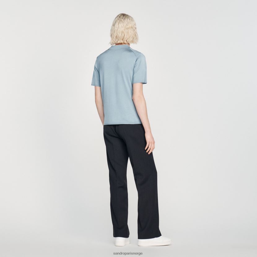 menn Sandro Paris én farge kortermet strikket poloskjorte klær 6FN4LH705