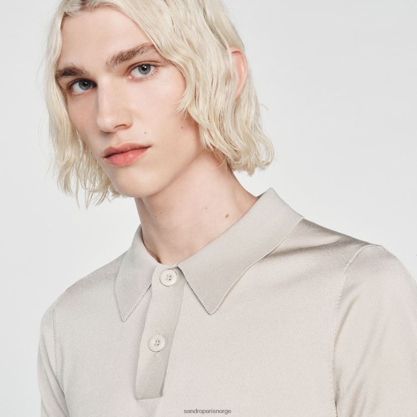 menn Sandro Paris én farge kortermet strikket poloskjorte klær 6FN4LH716