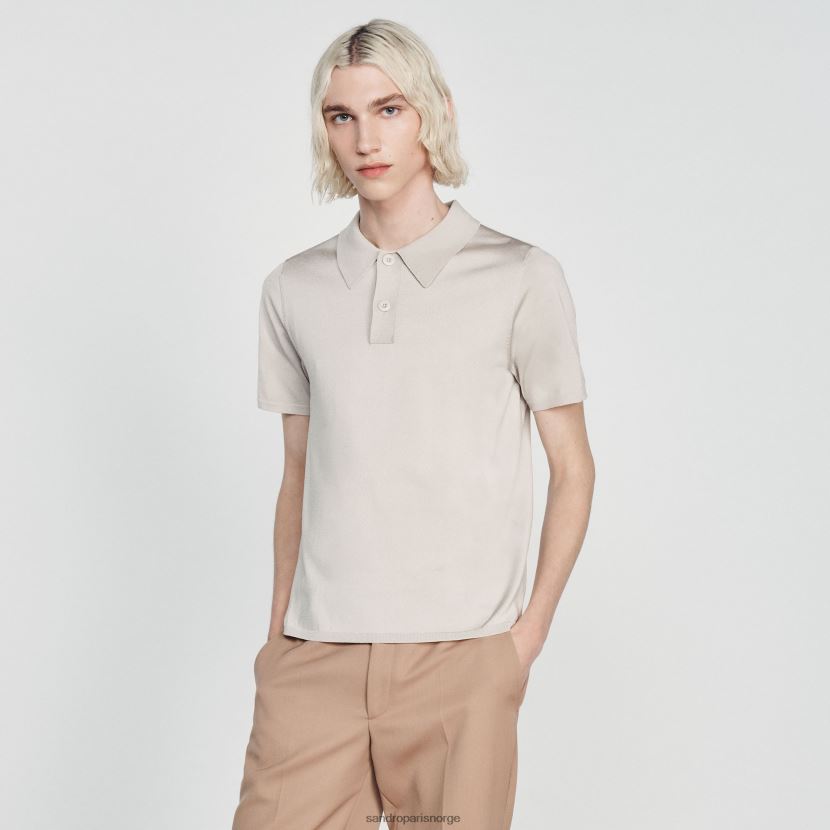menn Sandro Paris én farge kortermet strikket poloskjorte klær 6FN4LH716