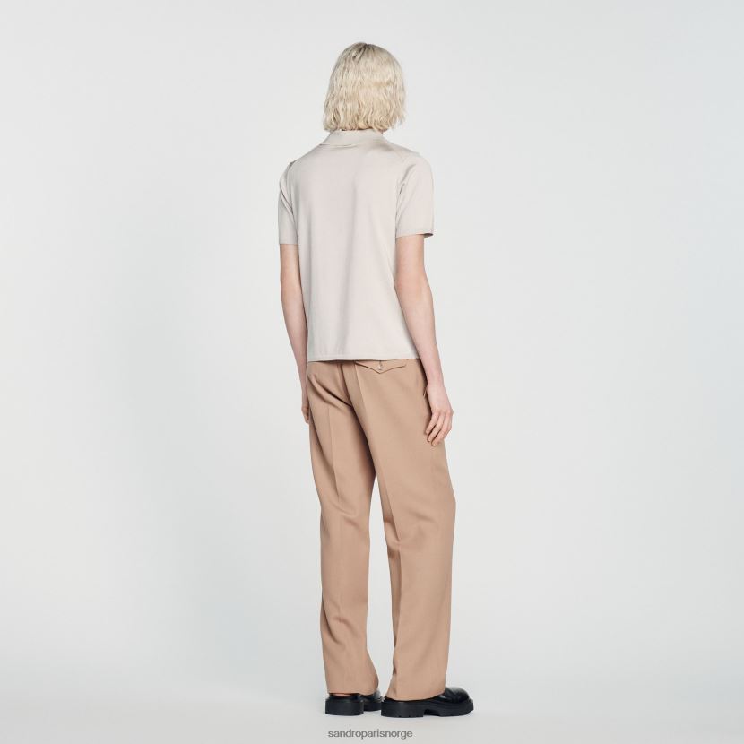 menn Sandro Paris én farge kortermet strikket poloskjorte klær 6FN4LH716