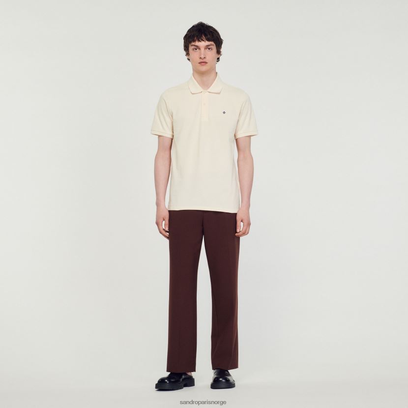 menn Sandro Paris én farge poloskjorte med firkantet korslapp klær 6FN4LH730
