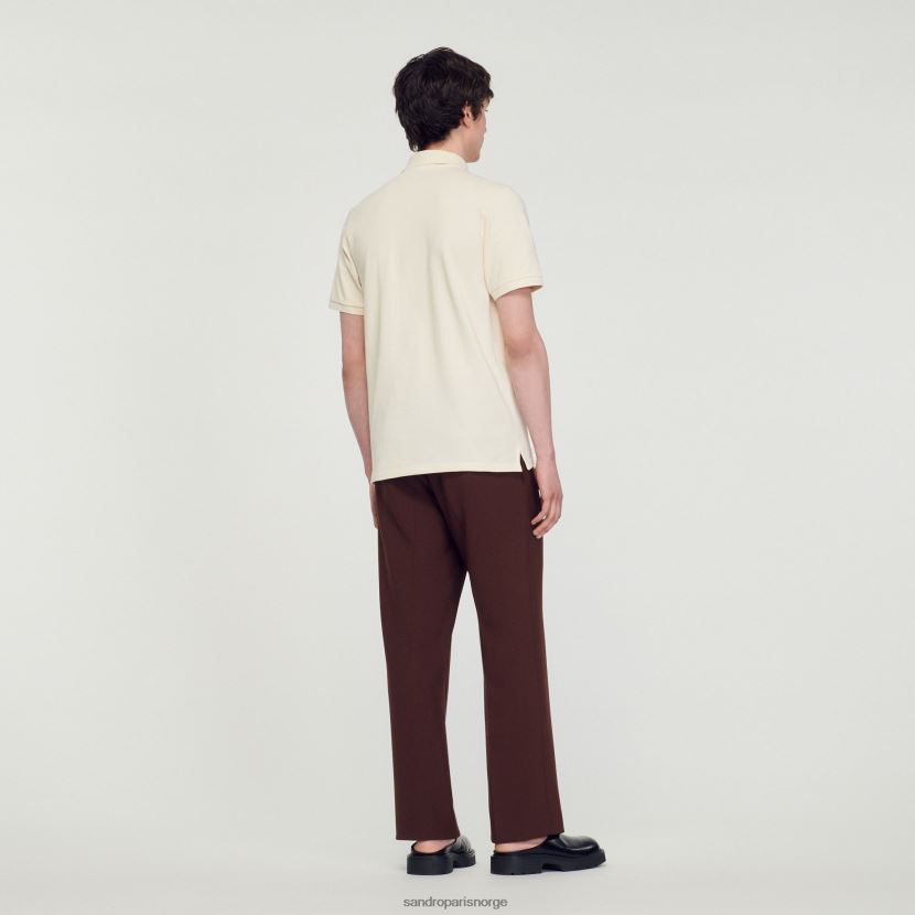 menn Sandro Paris én farge poloskjorte med firkantet korslapp klær 6FN4LH730