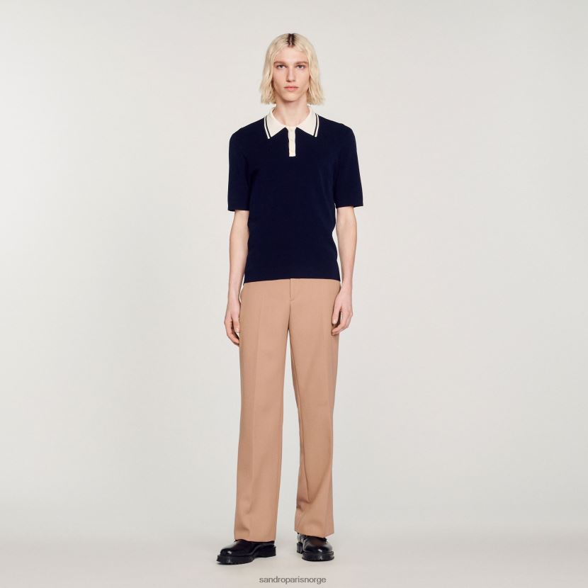 menn Sandro Paris én farge poloskjorte med kontrastkrage klær 6FN4LH707
