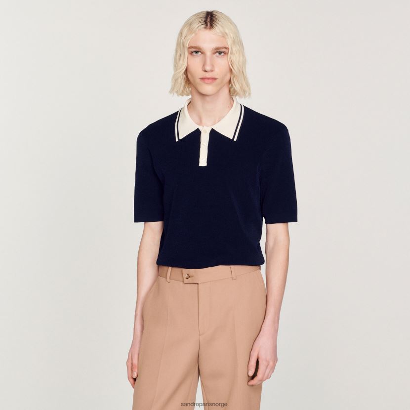 menn Sandro Paris én farge poloskjorte med kontrastkrage klær 6FN4LH707