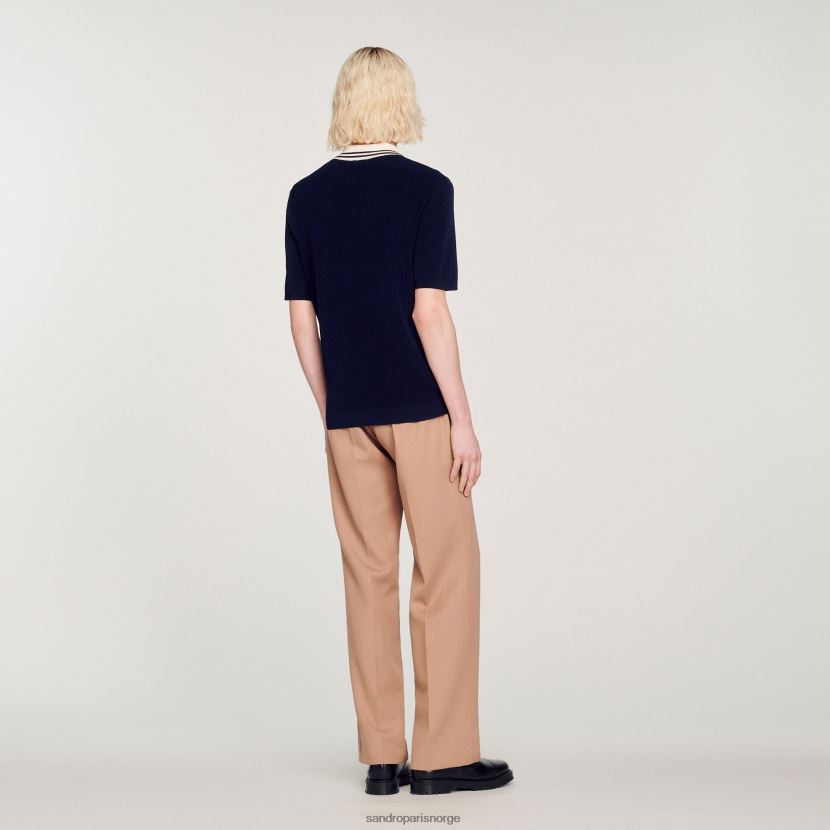 menn Sandro Paris én farge poloskjorte med kontrastkrage klær 6FN4LH707